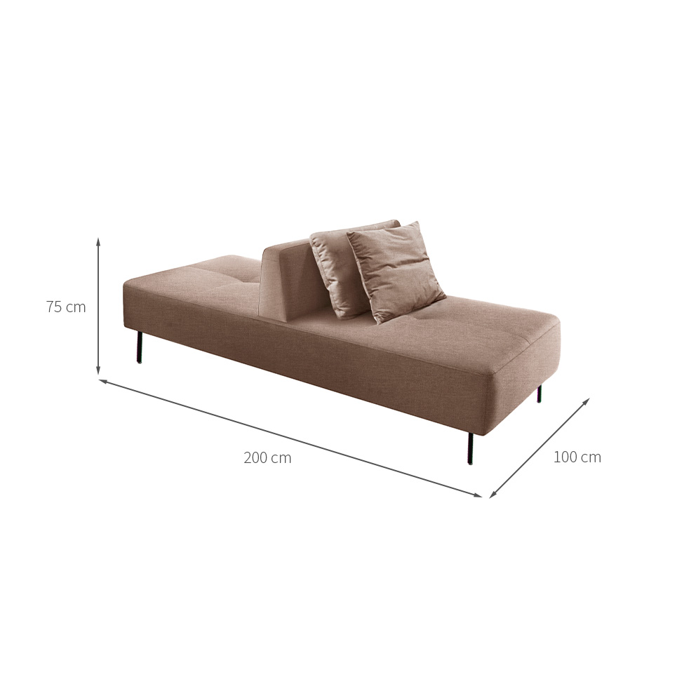 Sofá 2 Lugares e 1 Encosto Modular Da Vinci Poliéster Bege