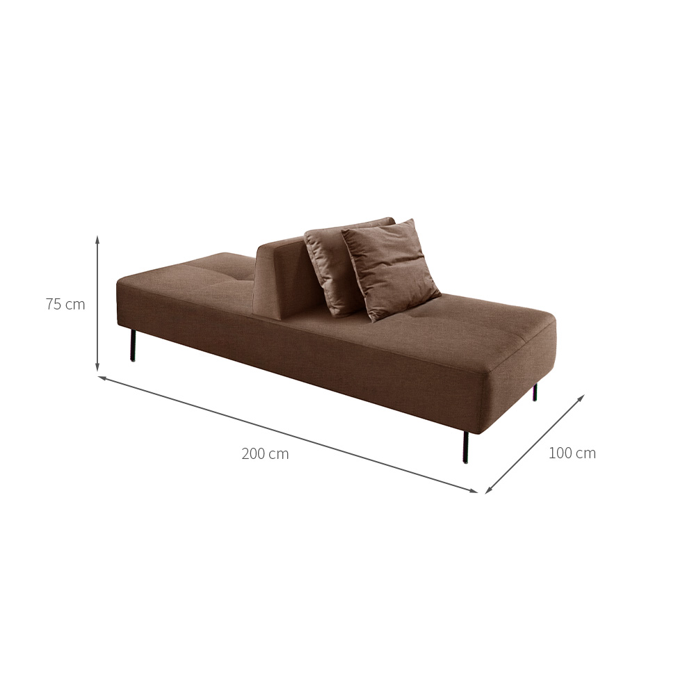 Sofá 2 Lugares e 1 Encosto Modular Da Vinci Poliéster Caqui
