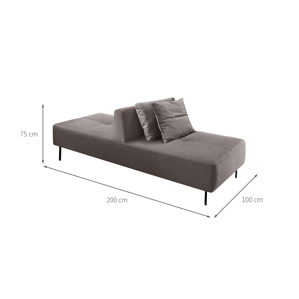 Sofá 2 Lugares e 1 Encosto Modular Da Vinci Poliéster Cinza