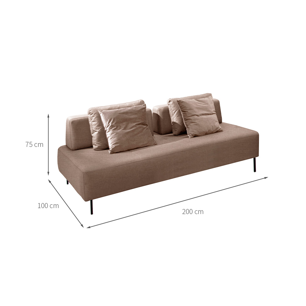 Sofá 2 Lugares e 2 Encostos Modular Da Vinci Poliéster Bege