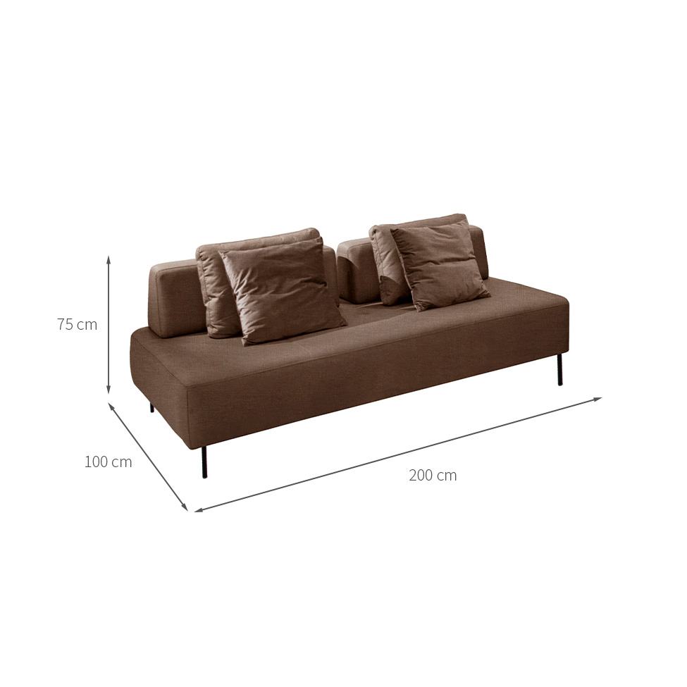 Sofá 2 Lugares e 2 Encostos Modular Da Vinci Poliéster Caqui