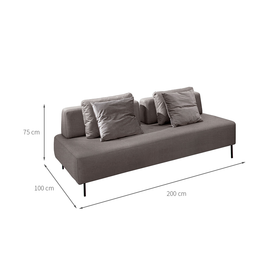 Sofá 2 Lugares e 2 Encostos Modular Da Vinci Poliéster Cinza