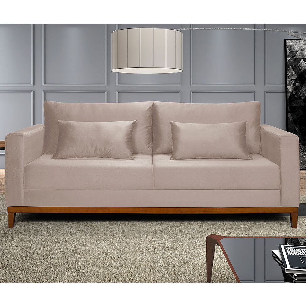 Sofá 3 Lugares Bahamas Suede Areia 230 cm