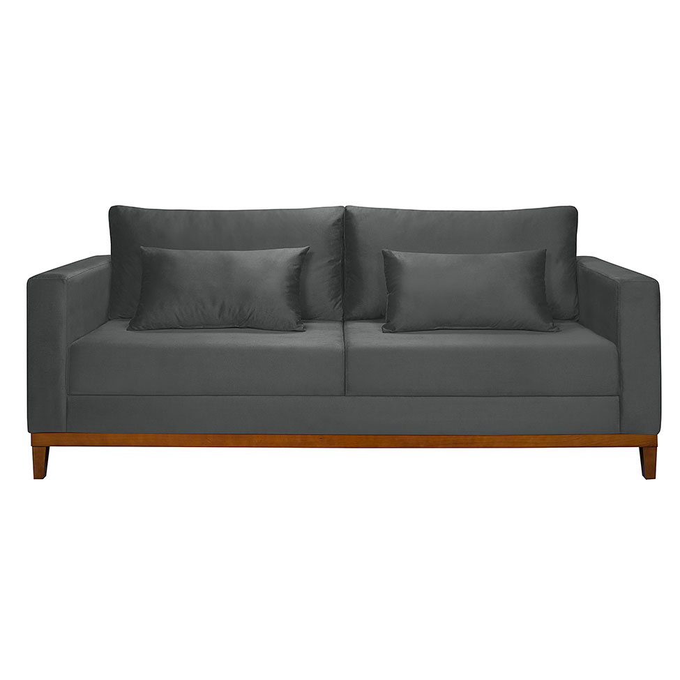 Sofá 3 Lugares Bahamas Suede Cinza 200 cm