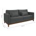 Sofá 3 Lugares Bahamas Suede Cinza 200 cm