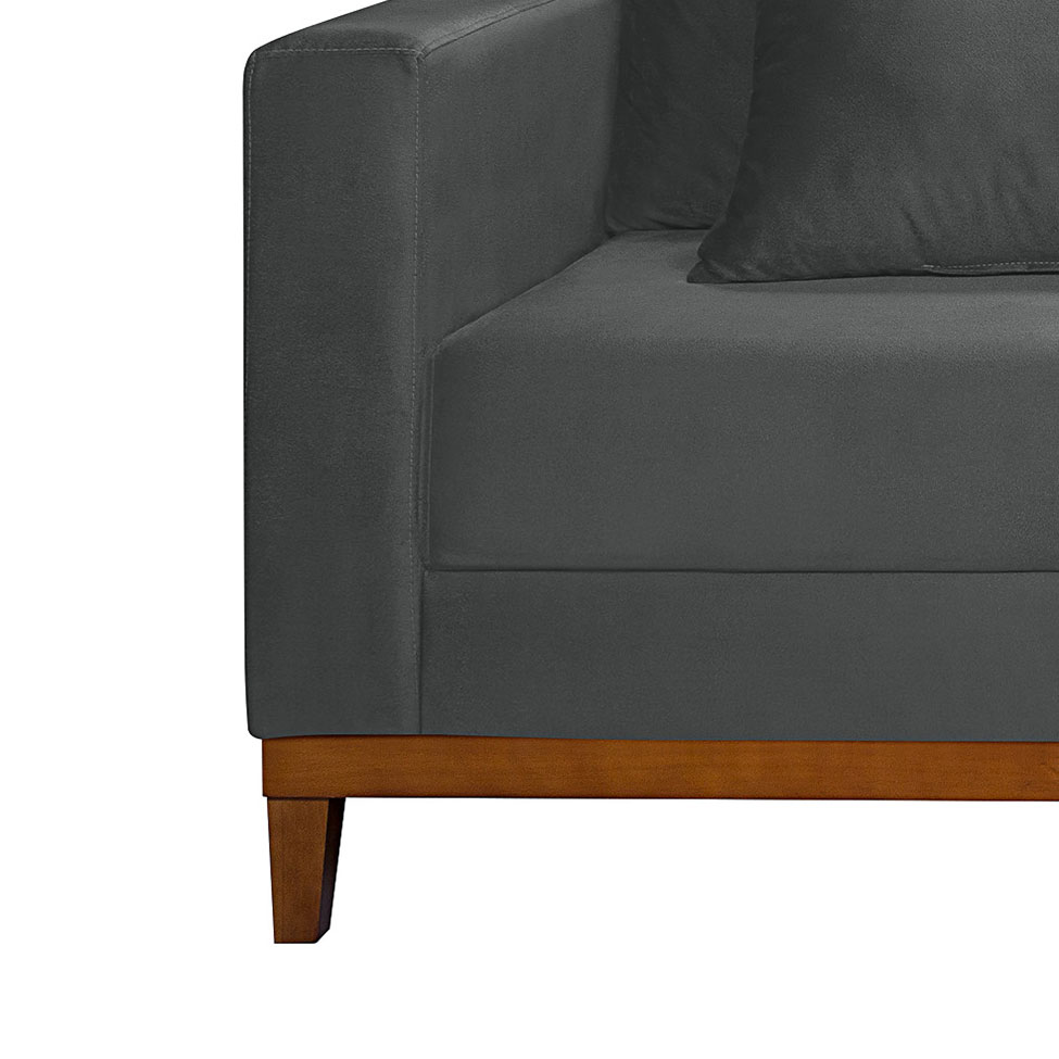 Sofá 3 Lugares Bahamas Suede Cinza 200 cm