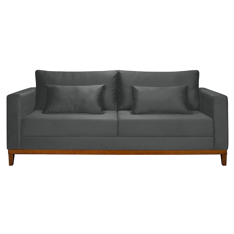 Sofá 3 Lugares Bahamas Suede Cinza 230 cm