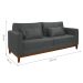 Sofá 3 Lugares Bahamas Suede Cinza 230 cm
