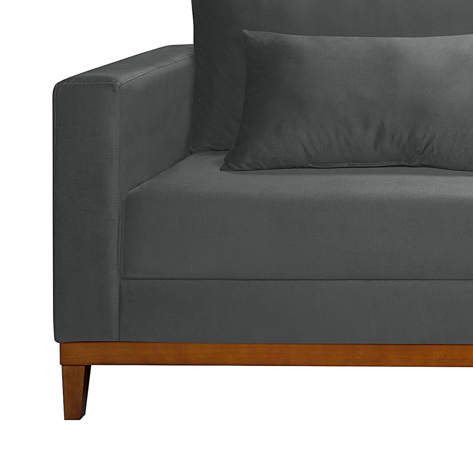 Sofá 3 Lugares Bahamas Suede Cinza 230 cm