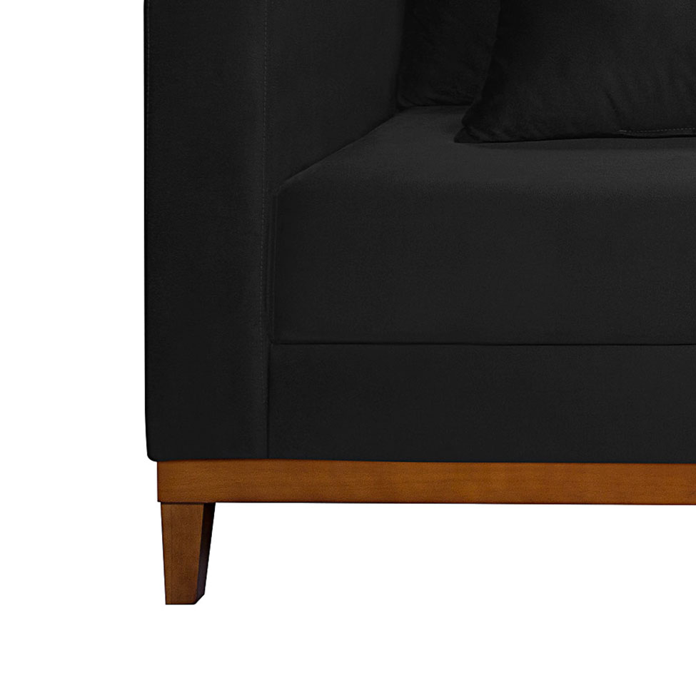 Sofá 3 Lugares Bahamas Suede Preto 200 cm