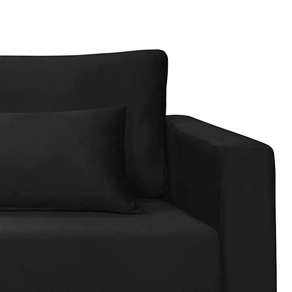 Sofá 3 Lugares Bahamas Suede Preto 200 cm