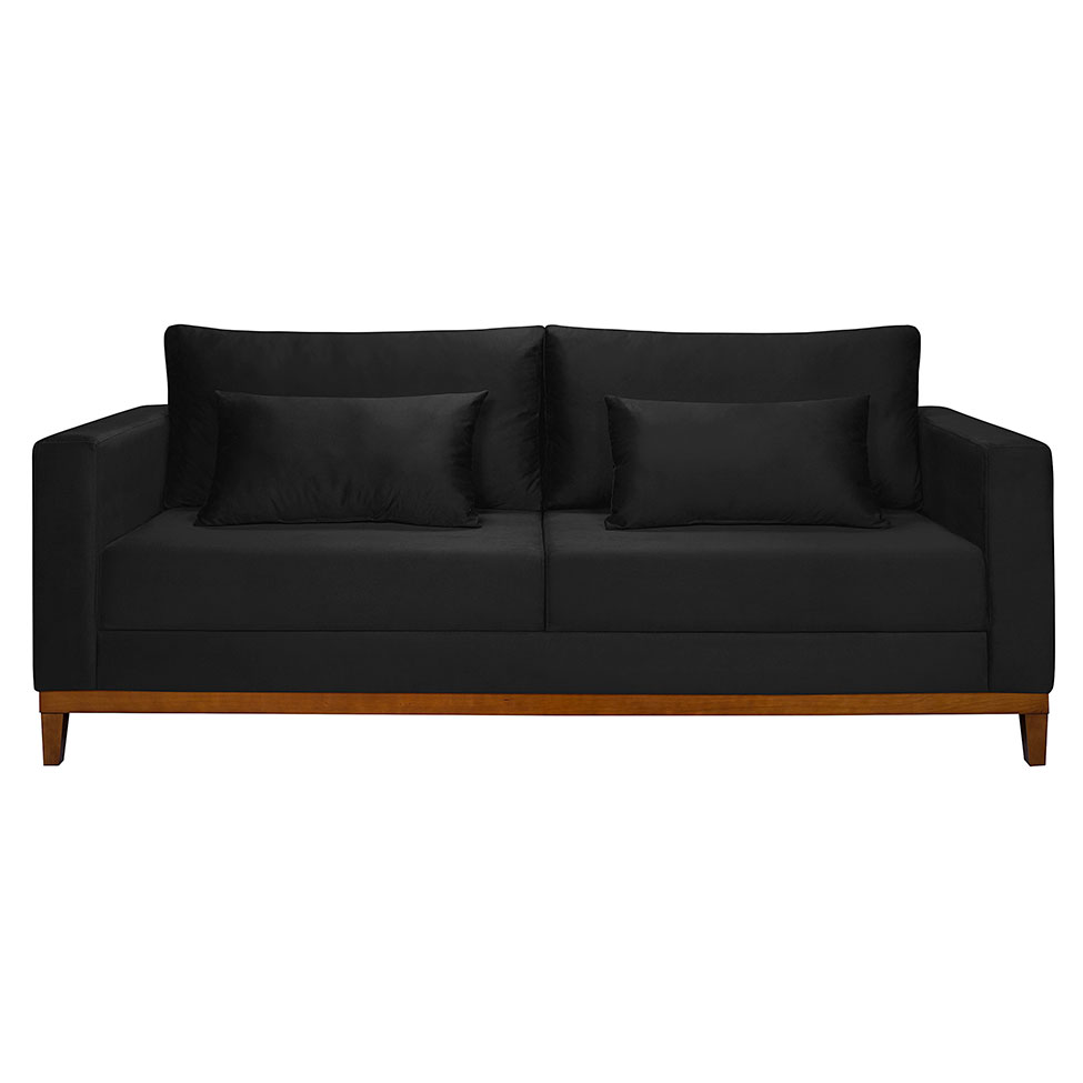 Sofá 3 Lugares Bahamas Suede Preto 230 cm