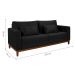 Sofá 3 Lugares Bahamas Suede Preto 230 cm