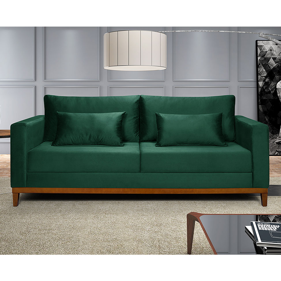 Sofá 3 Lugares Bahamas Suede Verde 230 cm