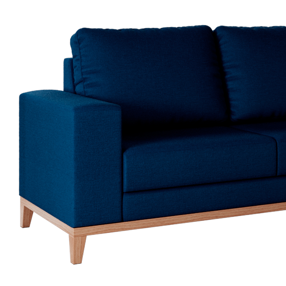 Sofá 3 Lugares Belgrado com Chaise Direito Linho Azul Marinho 230 cm