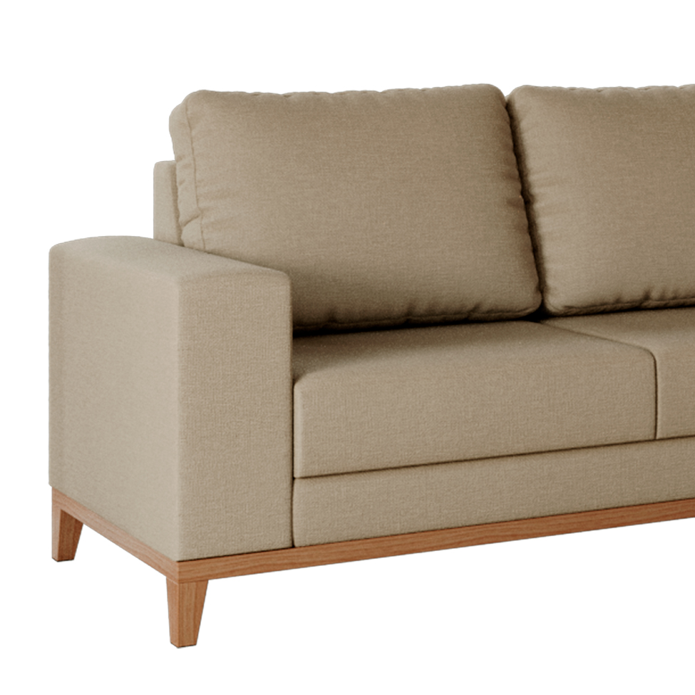 Sofá 3 Lugares Belgrado com Chaise Direito Linho Bege 230 cm