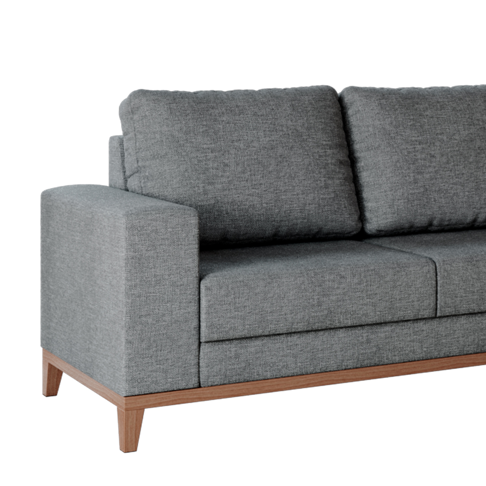 Sofá 3 Lugares Belgrado com Chaise Direito Linho Cinza 230 cm