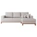 Sofá 3 Lugares Belgrado com Chaise Direito Linho Cru 230 cm