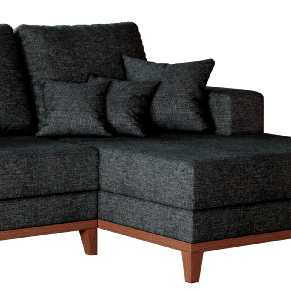 Sofá 3 Lugares Belgrado com Chaise Direito Linho Grafite 230 cm