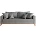 Sofá 3 Lugares Beny Base de Madeira Linho Cotton Cinza