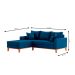 Sofá 3 Lugares Beny Com Chaise Esquerdo Linho Azul Marinho