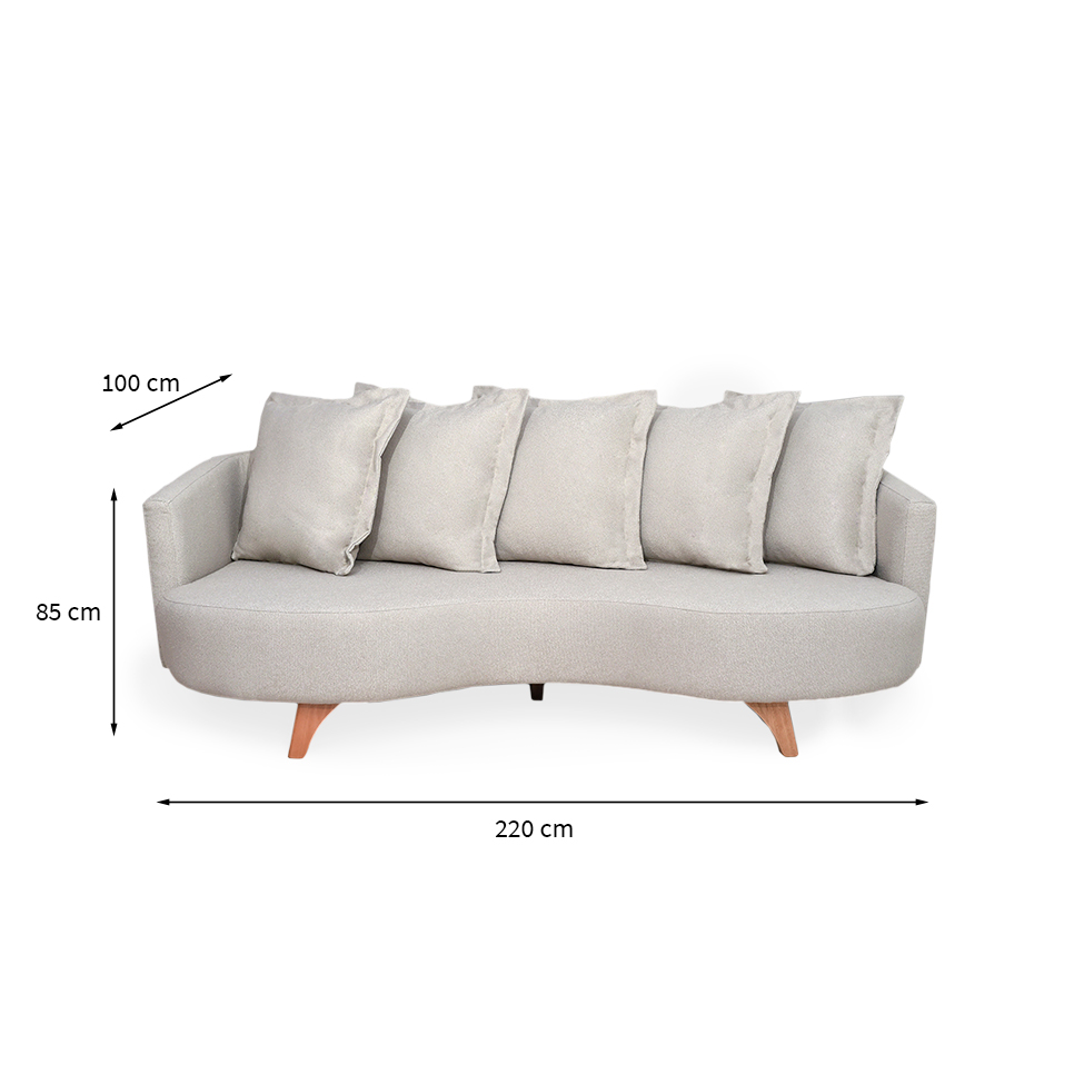 Sofá 3 Lugares Capri Veludo Bege 220 cm