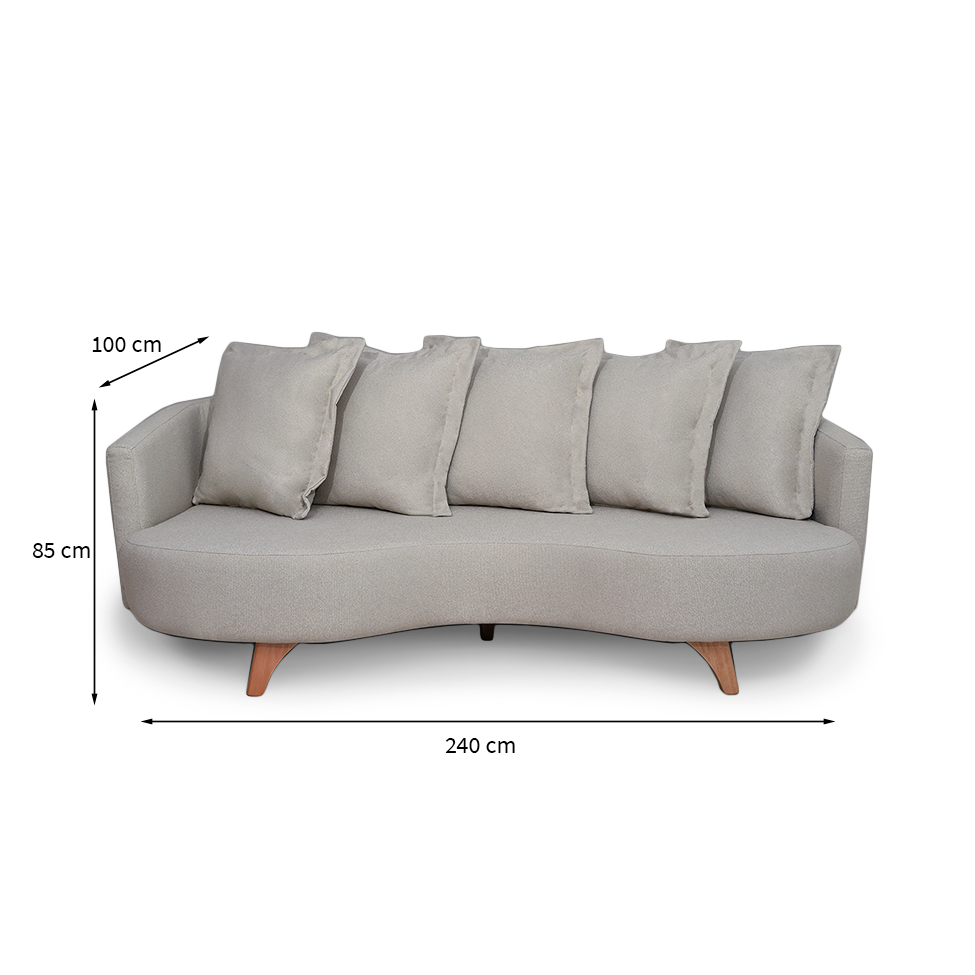 Sofá 3 Lugares Capri Veludo Bege 240 cm