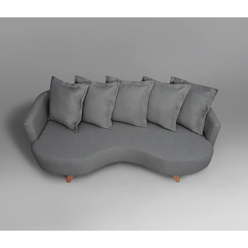 Sofá 3 Lugares Capri Veludo Cinza 240 cm