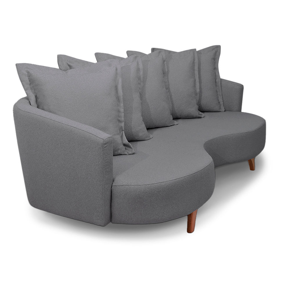Sofá 3 Lugares Capri Veludo Cinza 240 cm