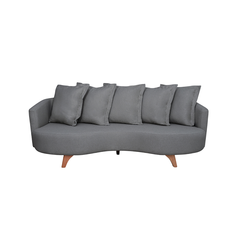 Sofá 3 Lugares Capri Veludo Cinza 240 cm