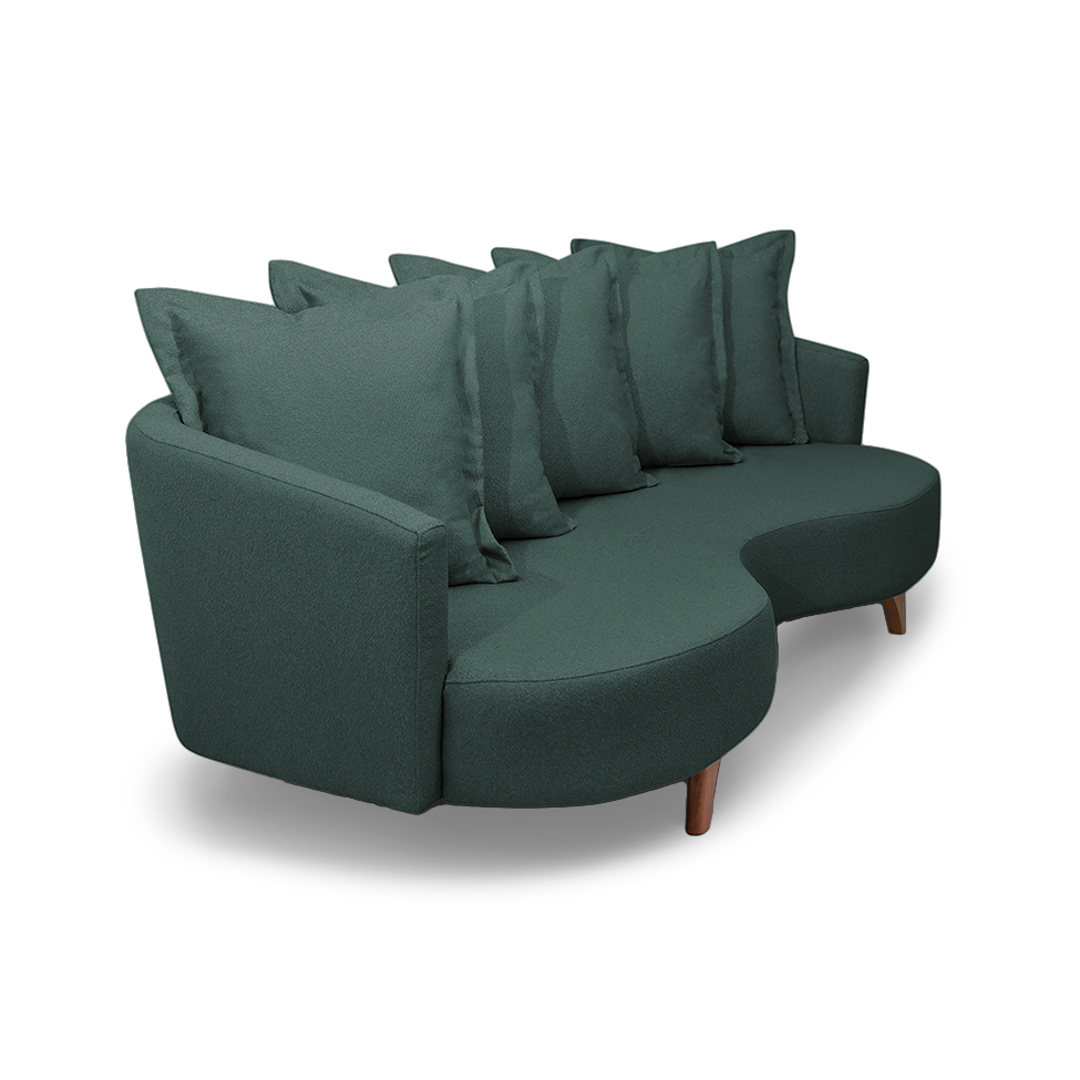 Sofá 3 Lugares Capri Veludo Verde 220 cm