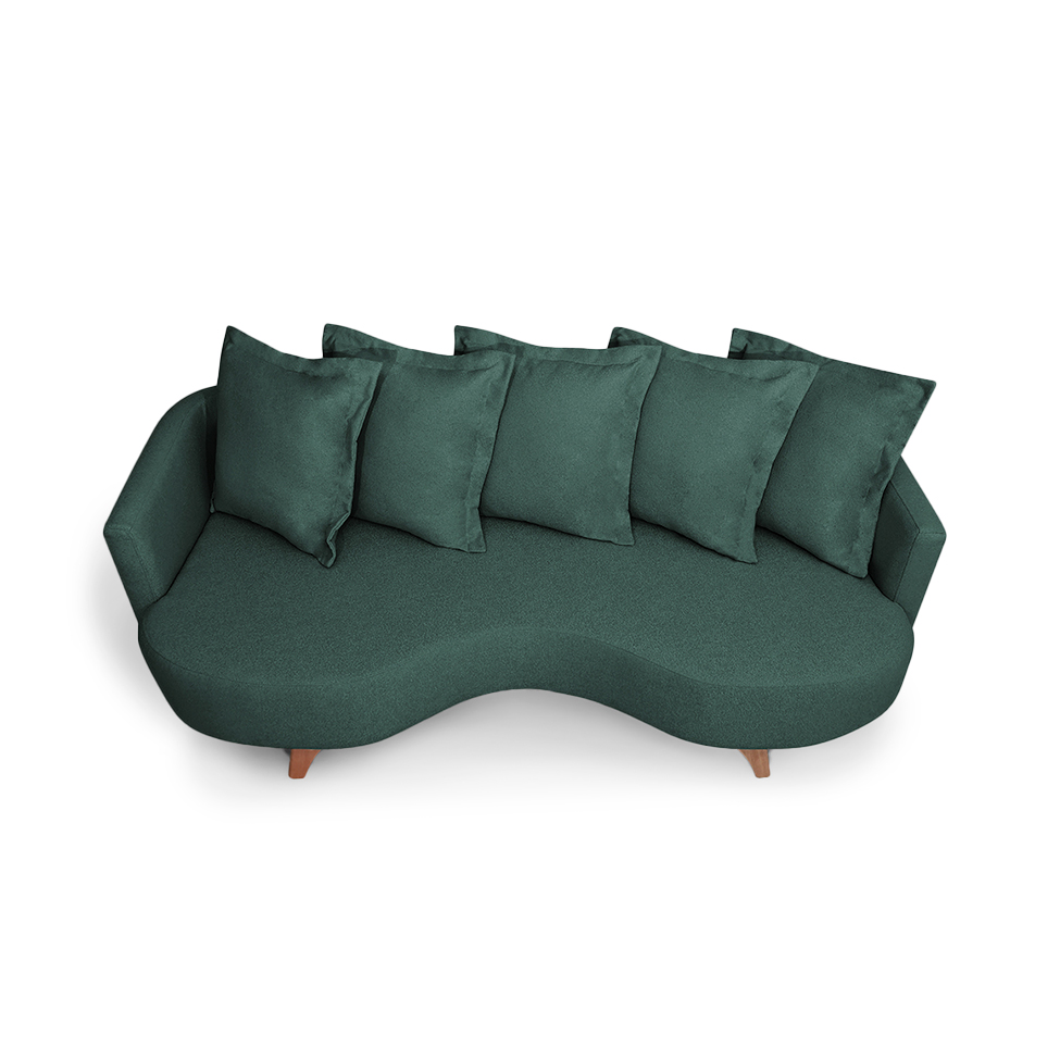 Sofá 3 Lugares Capri Veludo Verde 220 cm