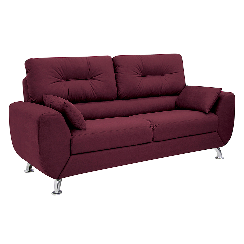 Sofá 3 Lugares Denver Suede Vinho