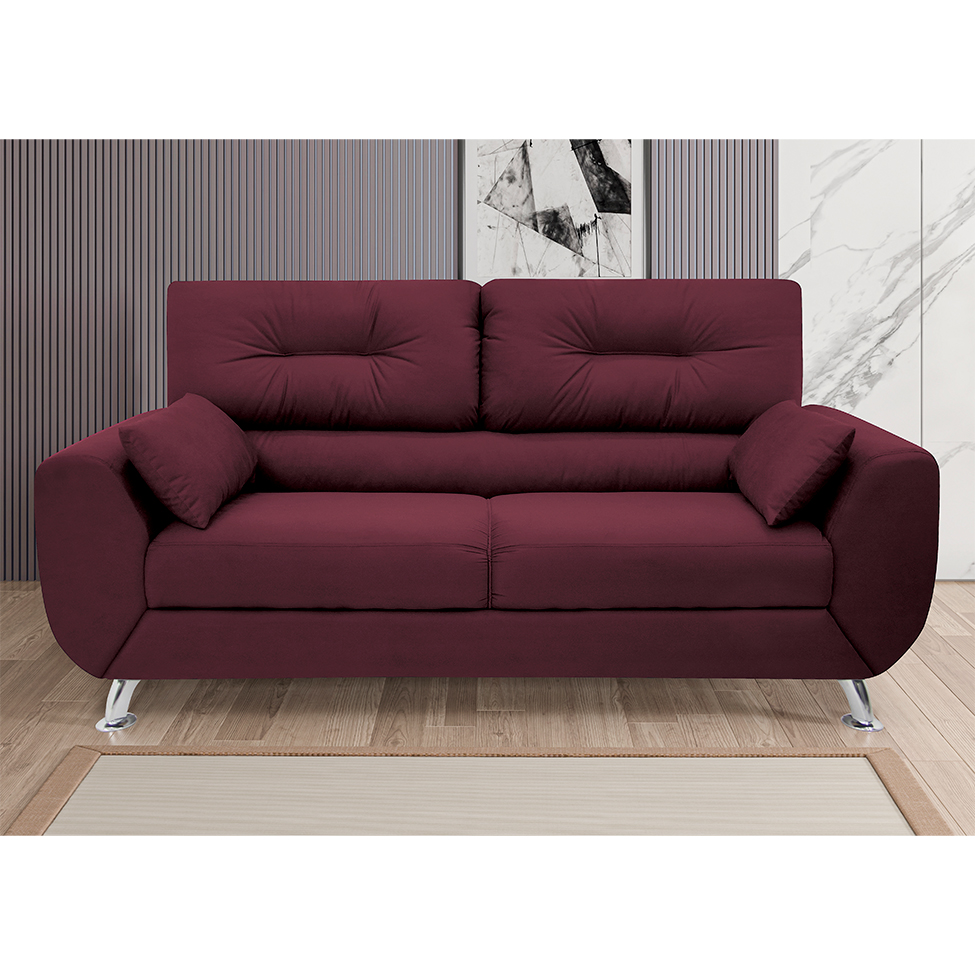 Sofá 3 Lugares Denver Suede Vinho