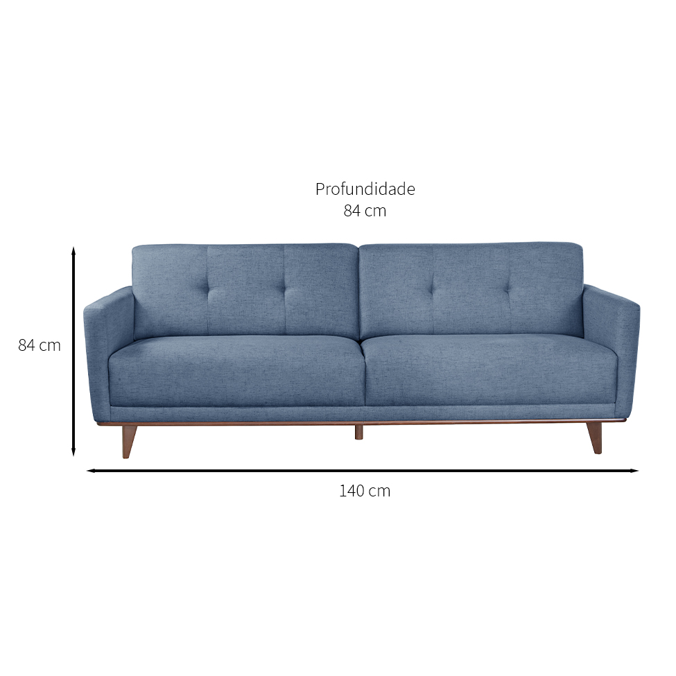 Sofá 3 Lugares Di Cavalcanti Azul 140 cm