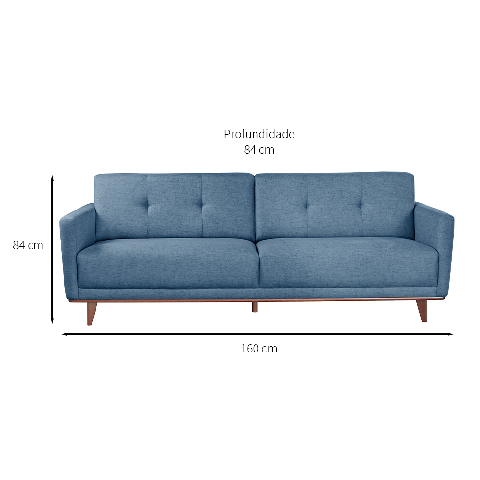 Sofá 3 Lugares Di Cavalcanti Azul 160 cm