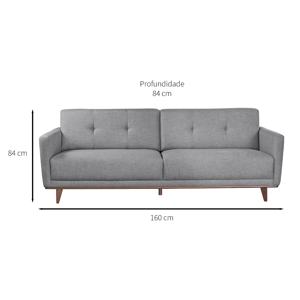 Sofá 3 Lugares Di Cavalcanti Cinza 160 cm