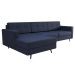 Sofá 3 Lugares Esquerdo Living com Chaise Esquerdo Pé Palito Linho Cotton Azul Marinho
