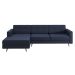 Sofá 3 Lugares Esquerdo Living com Chaise Esquerdo Pé Palito Linho Cotton Azul Marinho
