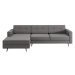 Sofá 3 Lugares Esquerdo Living com Chaise Esquerdo Pé Palito Linho Cotton Cinza