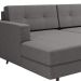 Sofá 3 Lugares Esquerdo Living com Chaise Esquerdo Pé Palito Linho Cotton Cinza