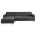 Sofá 3 Lugares Esquerdo Living com Chaise Esquerdo Pé Palito Linho Cotton Grafite Escuro