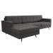 Sofá 3 Lugares Esquerdo Living com Chaise Esquerdo Pé Palito Linho Cotton Grafite Escuro
