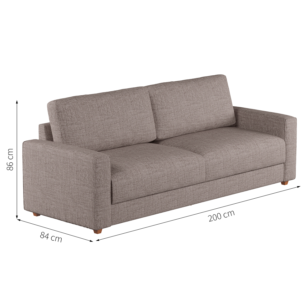 Sofá 3 Lugares Hit Linho Cinza 200 cm