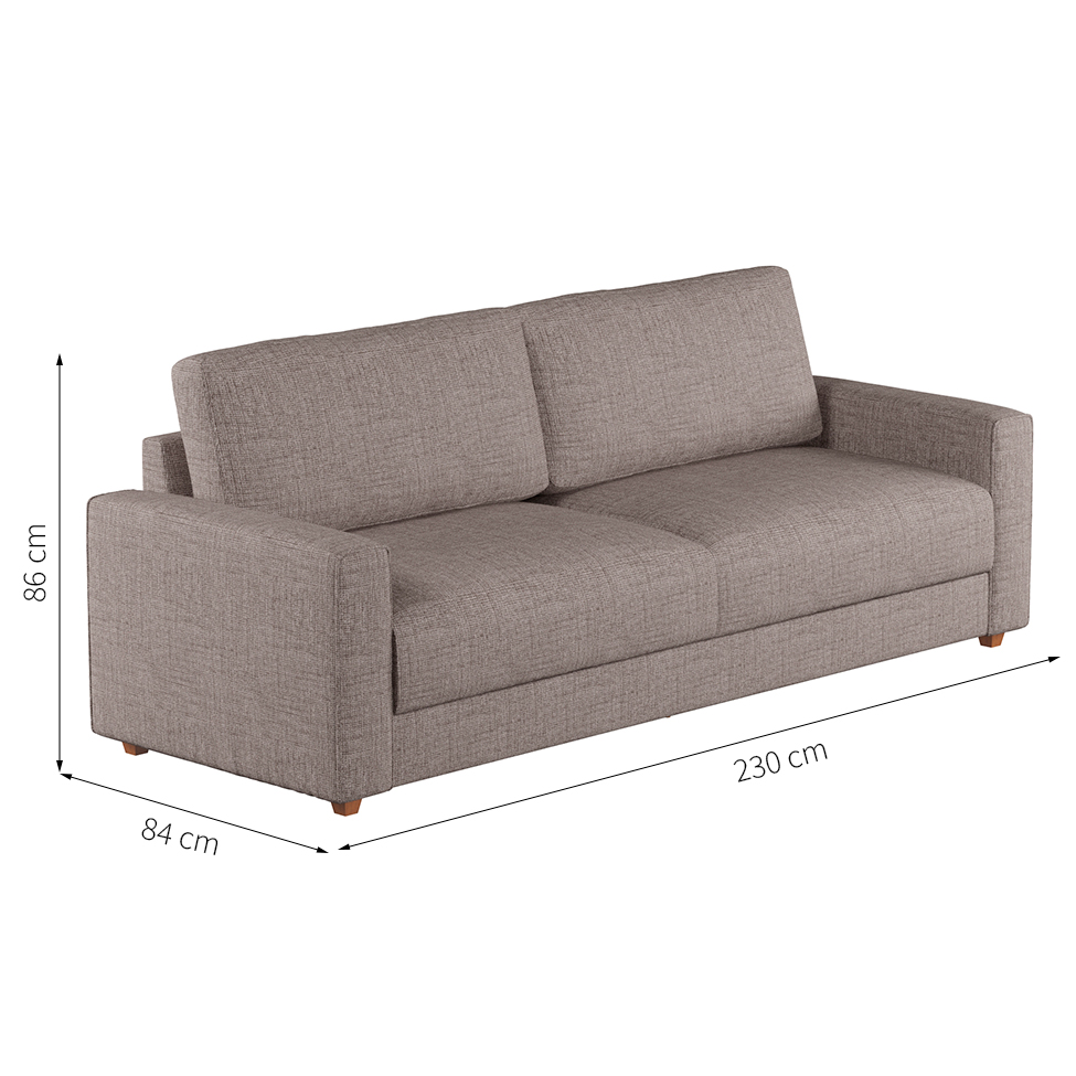 Sofá 3 Lugares Hit Linho Cinza 230 cm