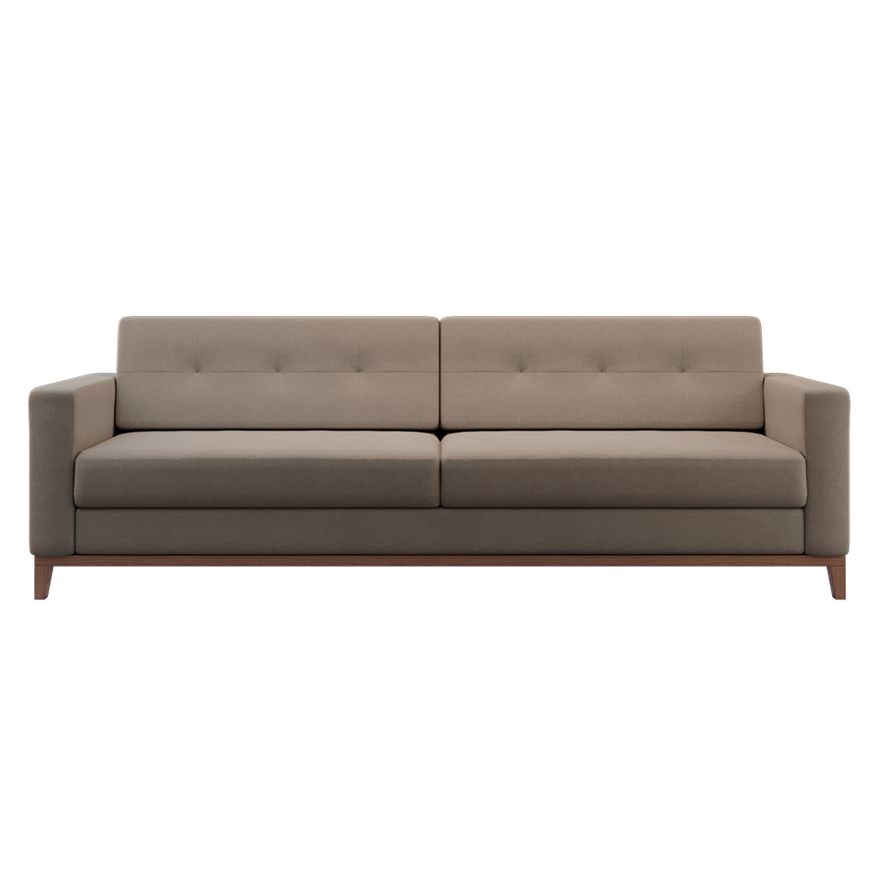 Sofá 3 Lugares Living Base de Madeira Linho Cotton Bege 210 cm