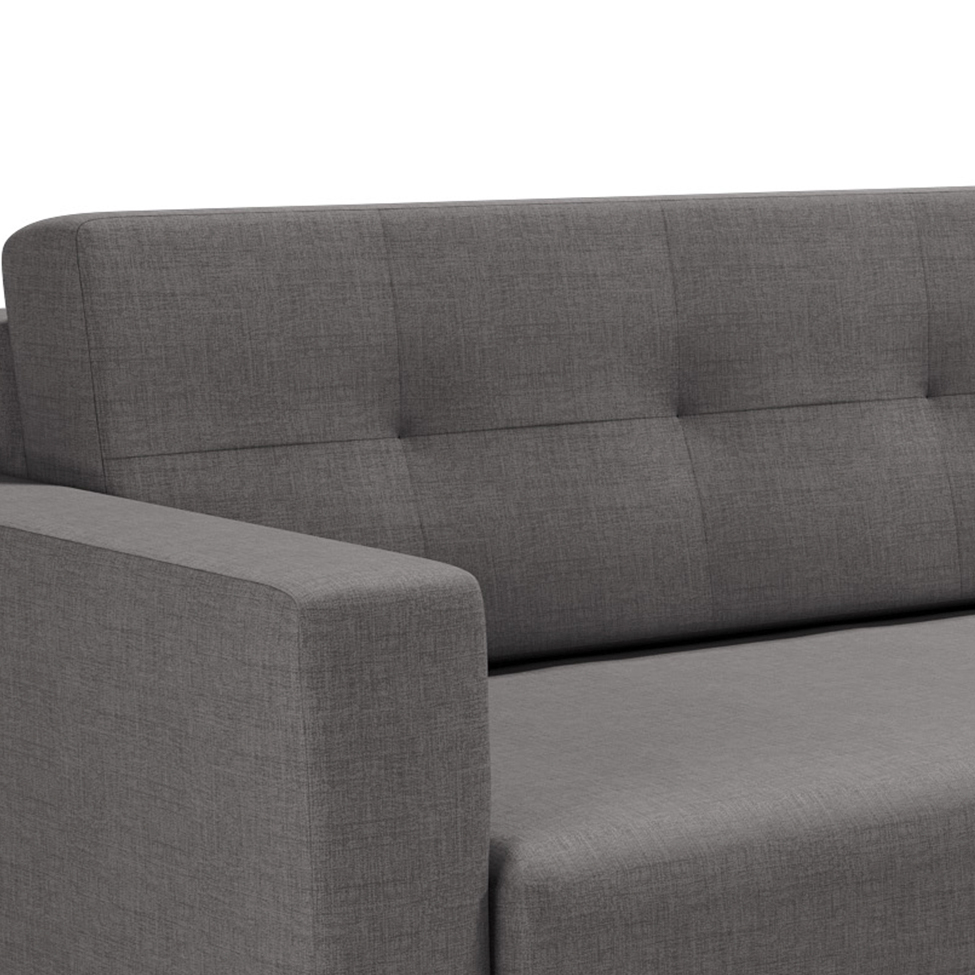 Sofá 3 Lugares Living Base de Madeira Linho Cotton Cinza 210 cm