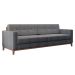Sofá 3 Lugares Living Base de Madeira Linho Cotton Cinza 210 cm