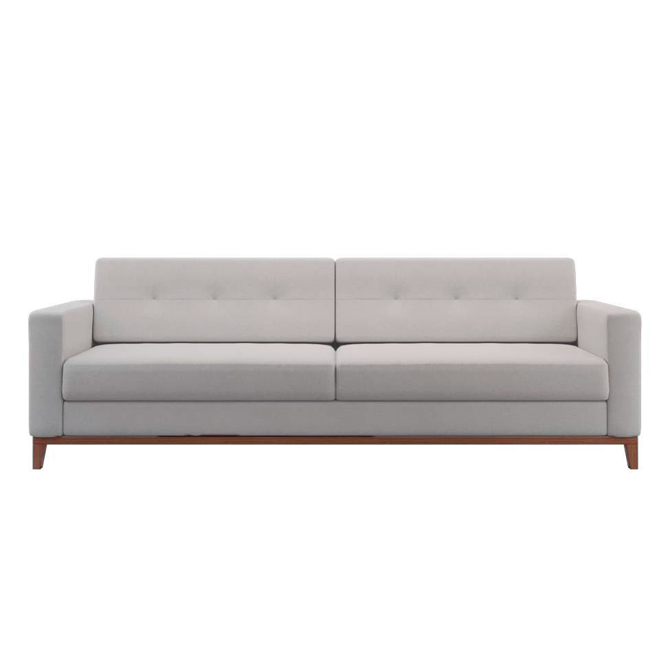 Sofá 3 Lugares Living Base de Madeira Linho Cotton Cru 210 cm