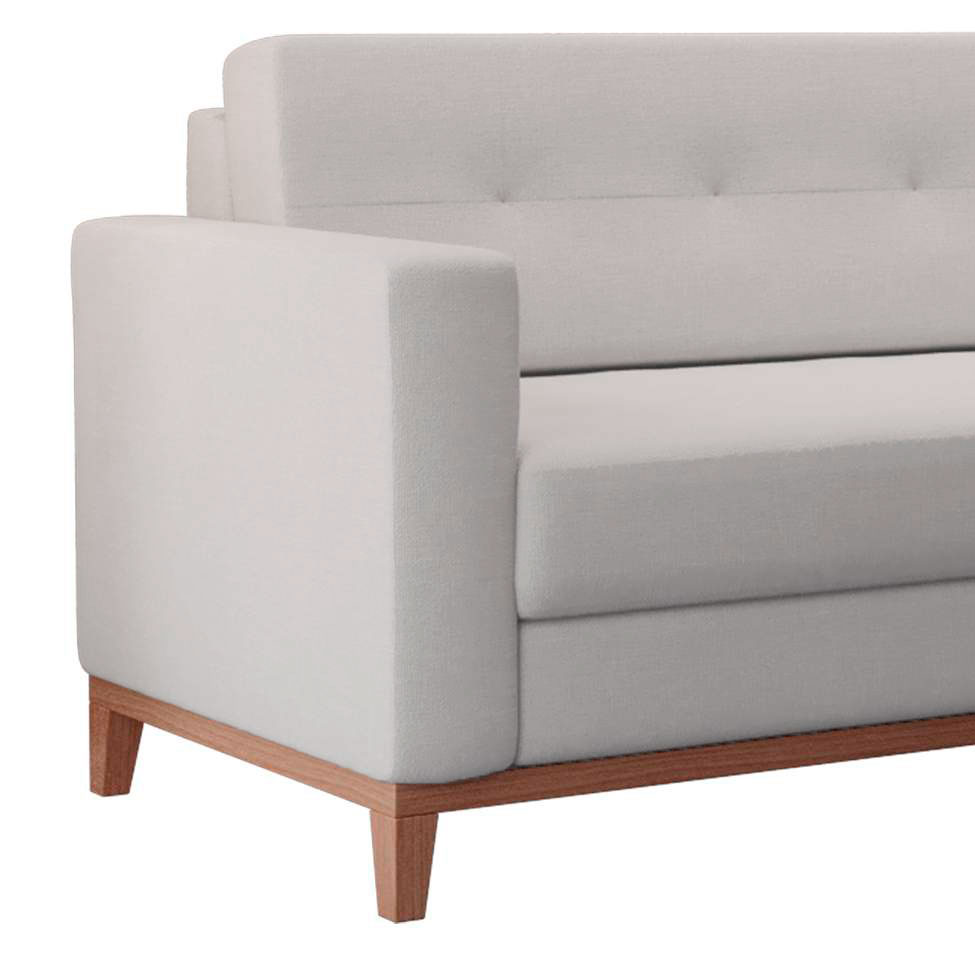 Sofá 3 Lugares Living Base de Madeira Linho Cotton Cru 210 cm